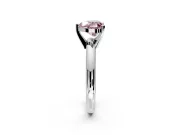 Solitaire Engagement Ring Setting for Fancy Pink Heart-Shaped Center with Wire Band and Prong Head in Sterling Silver