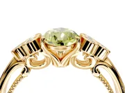 Cluster Engagement Ring Setting for Fancy Yellow Pear-Shaped Center with Bezel Accent Clusters and Prong Head in Yellow Gold