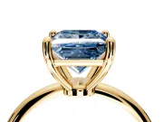 Minimalist Solitaire Engagement Ring Setting for Fancy Blue Princess Cut Center with Thin Band and Prong Head in Yellow Gold