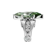 Solitaire Engagement Ring Setting for Fancy Green Marquise Center with Marquise and Bezel Accents and Prong Head in White Gold