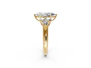 Cluster Engagement Ring Setting for Marquise Center with Round Cut Accent Frame and Prong Head in Yellow Gold