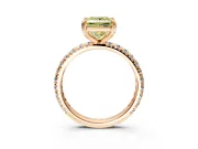 Solitaire Engagement Ring Setting for Fancy Yellow Princess Cut Center with Shared-Prong Accents and Prong Head in Rose Gold