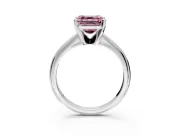 Solitaire Engagement Ring Setting for Fancy Pink Asscher Cut Center with Knife Ridge Band and Claw Prong Head in Sterling Silver