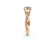 Solitaire Engagement Ring Setting for Round Cut Center with Half-Pave Crossover Band and Prong Head in Rose Gold