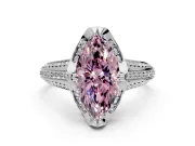 Solitaire Engagement Ring Setting for Fancy Pink Marquise Center with Accented Split Shank and Prong Head in Platinum