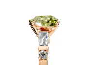 Bar-Set Engagement Ring Setting for Fancy Yellow Heart-Shaped Center with Tapered Baguette Accents and Prong Head in Rose Gold