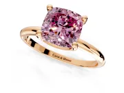 Minimalist Solitaire Engagement Ring Setting for Fancy Pink Cushion Cut Center with Thin Band and Prong Head in Rose Gold