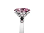 Solitaire Engagement Ring Setting for Fancy Pink Oval Center with Thin Rounded Plain Band and Prong Head in Platinum