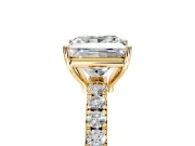 Solitaire Engagement Ring Setting for Princess Cut Center with Large Accent Band and Prong Head in Yellow Gold
