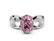 Solitaire Engagement Ring Setting for Fancy Pink Oval Center with Criss-Cross Accent Band and Prong Head in Sterling Silver