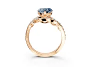 Solitaire Engagement Ring Setting for Fancy Blue Heart-Shaped Center with Pave Bypass Twist Band and Prong Head in Rose Gold