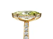 Hidden Halo Engagement Ring Setting for Fancy Yellow Marquise Center with Pave Band and Prong Head in Yellow Gold