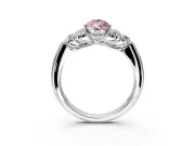 Cluster Engagement Ring Setting for Fancy Pink Pear-Shaped Center with Round Cut Accent Frame and Prong Head in White Gold