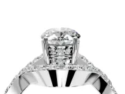Halo Engagement Ring Setting for Oval Center with Pave Infinity Twist Band and Prong Head in Platinum