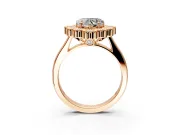 Cluster Halo Engagement Ring Setting for Heart-Shaped Center with Milgrain Bezel Accents and Prong Head in Rose Gold