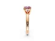 Solitaire Engagement Ring Setting for Fancy Pink Cushion Cut Center with Wire Band and Prong Head in Rose Gold