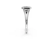 Solitaire Engagement Ring Setting for Asscher Cut Center with V Split Shank and Bezel Head in Platinum