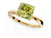 Solitaire Engagement Ring Setting for Fancy Yellow Cushion Cut Center with Thin Rounded Plain Band and Prong Head in Yellow Gold