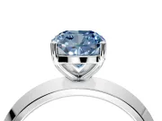 Solitaire Engagement Ring Setting for Fancy Blue Cushion Cut Center with Wide Knife Ridge Band and Prong Head in Platinum