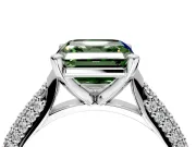 Solitaire Engagement Ring Setting for Fancy Green Asscher Cut Center with Multi-Row Accents and Prong Head in Sterling Silver