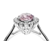 Starburst Halo Engagement Ring Setting for Fancy Pink Marquise Center with Thin Round-Wire Band and Prong Head in Platinum