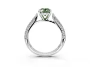 Solitaire Engagement Ring Setting for Fancy Green Oval Center with Multi-Row Accents and Prong Head in Platinum