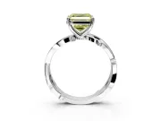 Solitaire Engagement Ring Setting for Fancy Yellow Asscher Cut Center with Pave and Plain Crossover Band and Prong Head in Sterling Silver