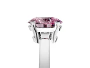 Solitaire Engagement Ring Setting for Fancy Pink Oval Center with Plain Band and Flat Tab Prong Head in White Gold