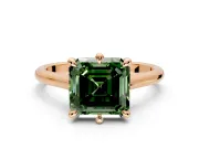 Solitaire Engagement Ring Setting for Fancy Green Asscher Cut Center with Cathedral Band and Prong Head in Rose Gold