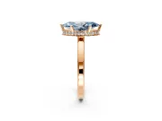 Hidden Halo Engagement Ring Setting for Fancy Blue Marquise Center with Wide Flat Plain Band and Prong Head in Rose Gold