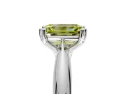 Solitaire Engagement Ring Setting for Fancy Yellow Emerald Cut Center with Reverse Tapered Band and Prong Head in Platinum