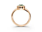 Solitaire Engagement Ring Setting for Fancy Green Oval Center with Wide Band and Bezel Head in Rose Gold