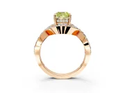 Halo Engagement Ring Setting for Fancy Yellow Cushion Cut Center with Pave Infinity Twist Band and Prong Head in Rose Gold