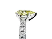 Solitaire Engagement Ring Setting for Fancy Yellow Pear-Shaped Center with Large Accents and Prong Head in Platinum