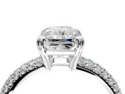 Solitaire Engagement Ring Setting for Radiant Cut Center with Multi-Row Pave Accents and Basket Head in Platinum