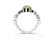 Milgrain Bezel Engagement Ring Setting for Fancy Yellow Cushion Cut Center with Marquise Stations and Bezel Head in Platinum