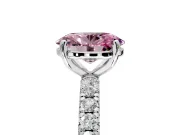 Solitaire Engagement Ring Setting for Fancy Pink Oval Center with Shared-Prong Accents and Prong Head in Platinum