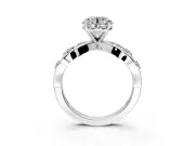 Solitaire Engagement Ring Setting for Round Cut Center with Criss-Cross Accent Band and Prong Head in Platinum