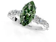 Shared-Prong Engagement Ring Setting for Fancy Green Marquise Center with Graduated Accents and Prong Head in Platinum
