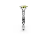 Solitaire Engagement Ring Setting for Fancy Yellow Oval Center with Milgrain X Pattern Band and Prong Head in Sterling Silver