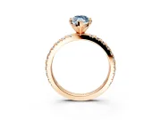 Solitaire Engagement Ring Setting for Fancy Blue Marquise Center with Fine Pave Band and Claw Prong Head in Rose Gold