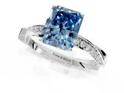 Side Accent Engagement Ring Setting for Fancy Blue Radiant Cut Center with Accent Shoulders and Prong Head in Sterling Silver