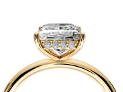 Solitaire Engagement Ring Setting for Princess Cut Center with Plain Band, Open Basket and Prong Head in Yellow Gold