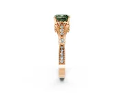 Solitaire Engagement Ring Setting for Fancy Green Cushion Cut Center with Marquise and Bezel Accents and Prong Head in Rose Gold