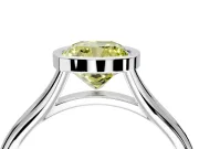Solitaire Engagement Ring Setting for Fancy Yellow Cushion Cut Center with V Split Shank and Bezel Head in Sterling Silver