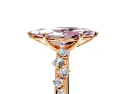 Cluster Engagement Ring Setting for Fancy Pink Marquise Center with Round Cut Accent Band and Prong Head in Rose Gold