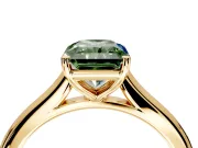 Solitaire Engagement Ring Setting for Fancy Green Radiant Cut Center with Narrow Cathedral Band and Prong Head in Yellow Gold