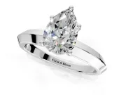 Solitaire Engagement Ring Setting for Pear-Shaped Center with Wide Knife Ridge Band and Prong Head in Platinum