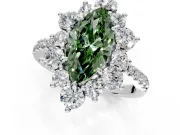 Floral Halo Engagement Ring Setting for Fancy Green Marquise Center with Pave Accents and Prong Head in Platinum