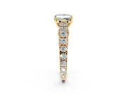 Solitaire Engagement Ring Setting for Princess Cut Center with Pave Cathedral Shoulders and Prong Head in Yellow Gold